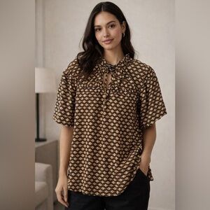 Alice Blue Gold Geometric Women's Blouse